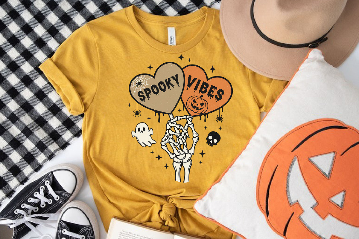 Spooky vibes Skeleton T-shirt Design, an Illustration by Libby Wishes (Photo 3 of 6)