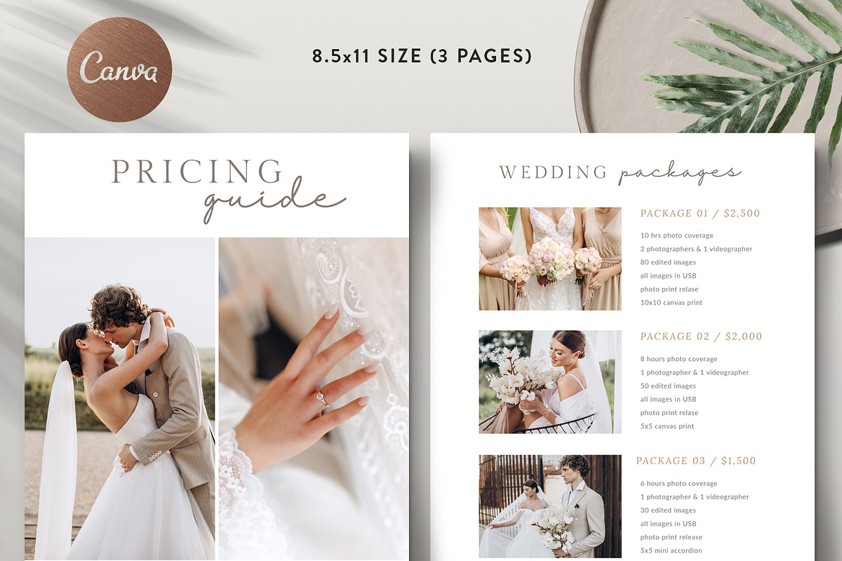 Wedding Pricing Guide Template PG017, a Flyer Template by Bellenity Design (Photo 2 of 4)