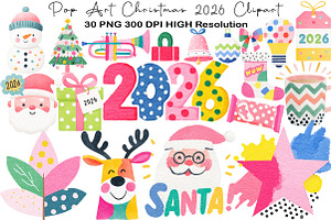 Pop Art Christmas 2026 Clipart, an Illustration by Black Bird Studio