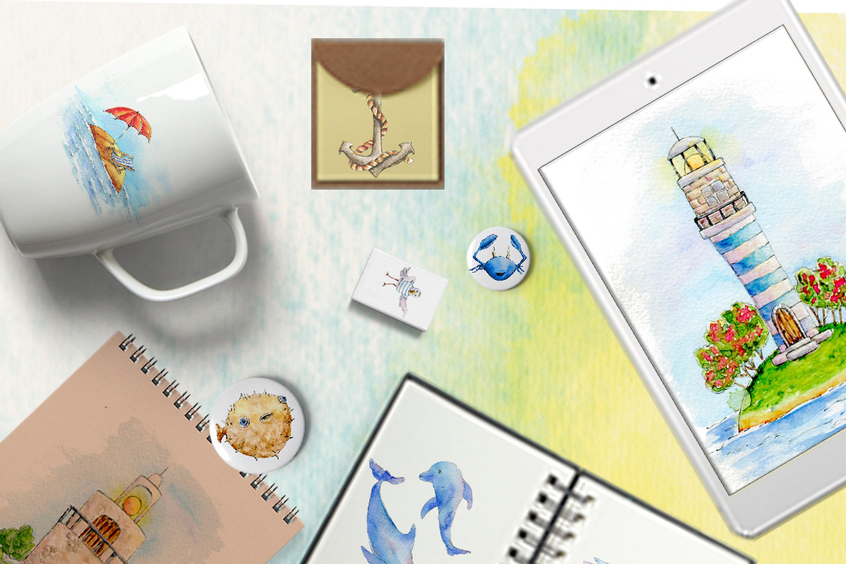 Sea watercolor adventures, an Animal Illustration by Funny-sunny (Photo 15 of 16)
