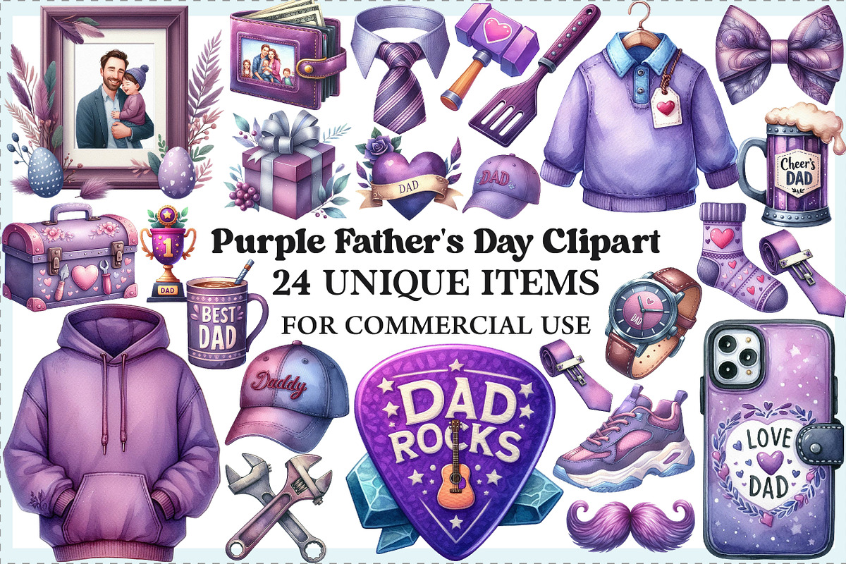 Purple Father's Day Clipart, an Illustration by Craft Nest (Photo 1 of 4)