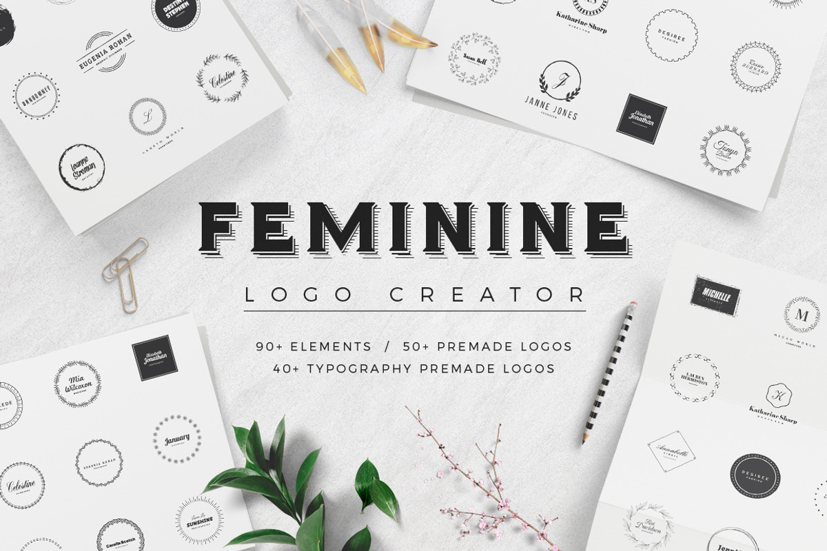 Feminine Logo Creator, a Branding & Logo Template by Pixavics (Photo 1 of 11)