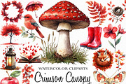 Watercolor Crimson Canopy Clipart, an Illustration by Craft Nest (Thumbnail 1 of 6)