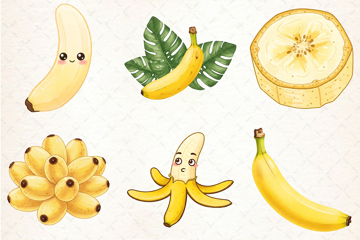Watercolor Banana Clipart, an Illustration by Libby Wishes (Photo 3 of 6)