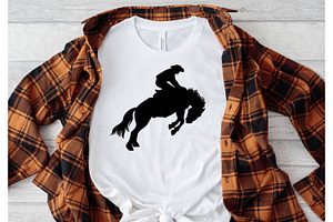 Rodeo Wild Horse Cowboy Silhouette