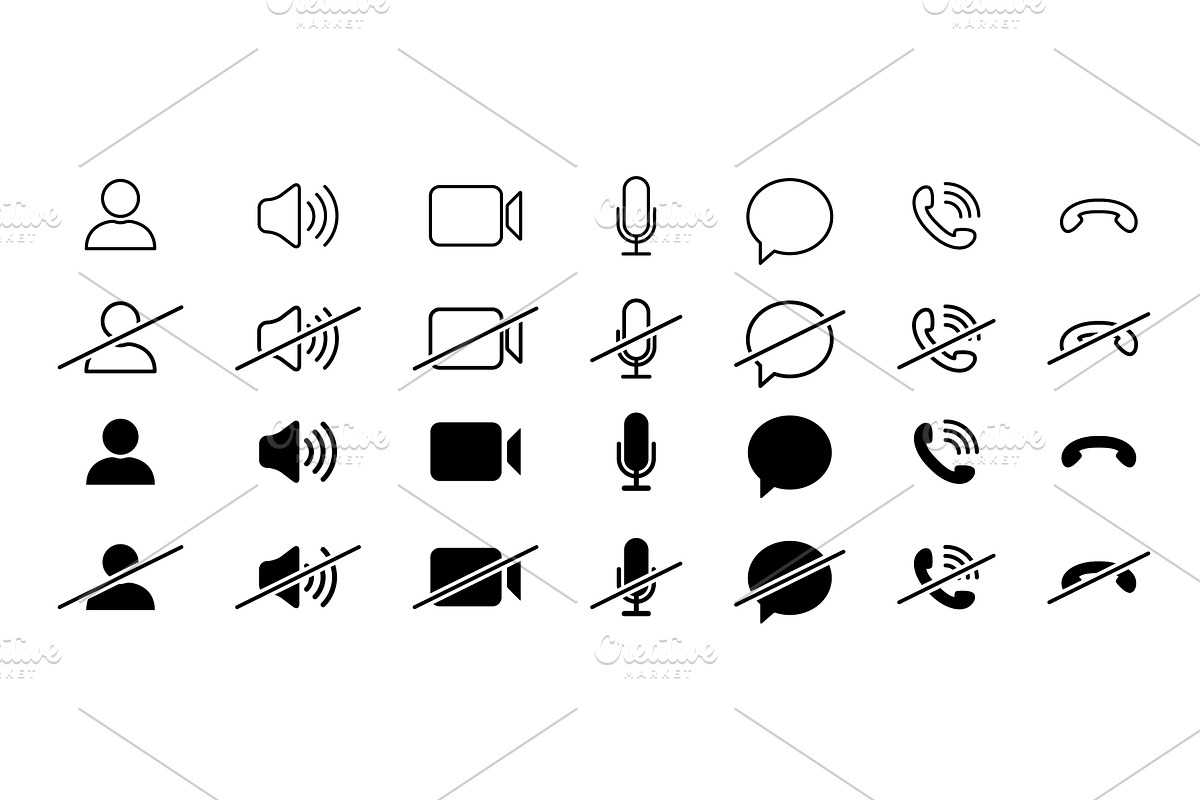 Set of video call icons, an Object Illustration by Vector Creator