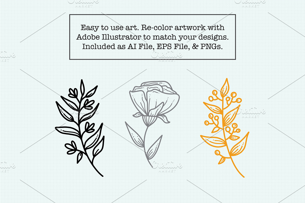 Floral Clipart Hand Drawn Bundle, an Illustration by Hannah Eliza Studio (Photo 3 of 7)