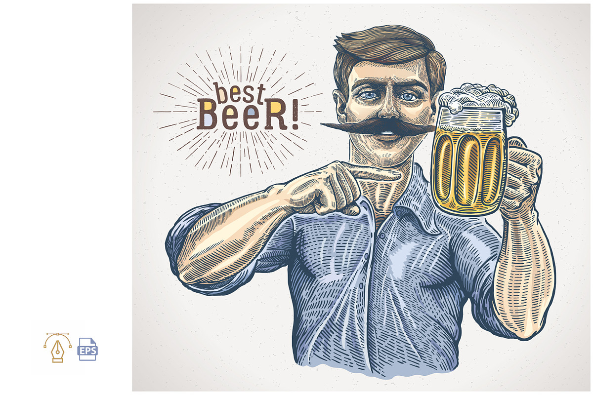 Brewer with mug beer, a Food Illustration by Countryside life (Photo 5 of 8)