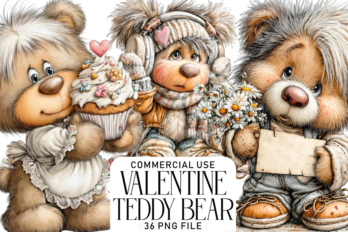 Valentine Teddy Bear Clipart, an Illustration by Daily.Designs (Photo 1 of 5)