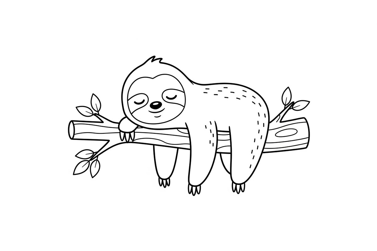 Cute Sloth Line Art Bundle, an Illustration by musafir_fashion (Photo 13 of 51)