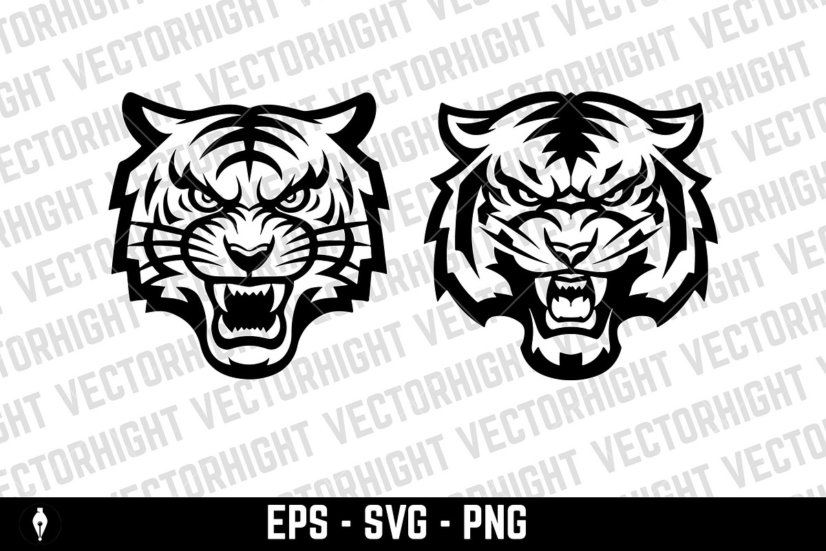 tiger head illustrations SVG, an Animal Illustration by Vectorhight (Photo 4 of 5)