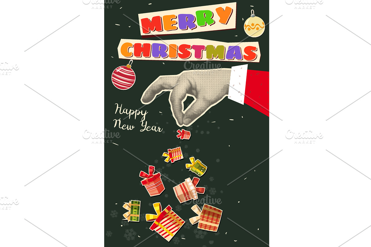 Christmas and New Year vintage, an Illustration by Vector_Up