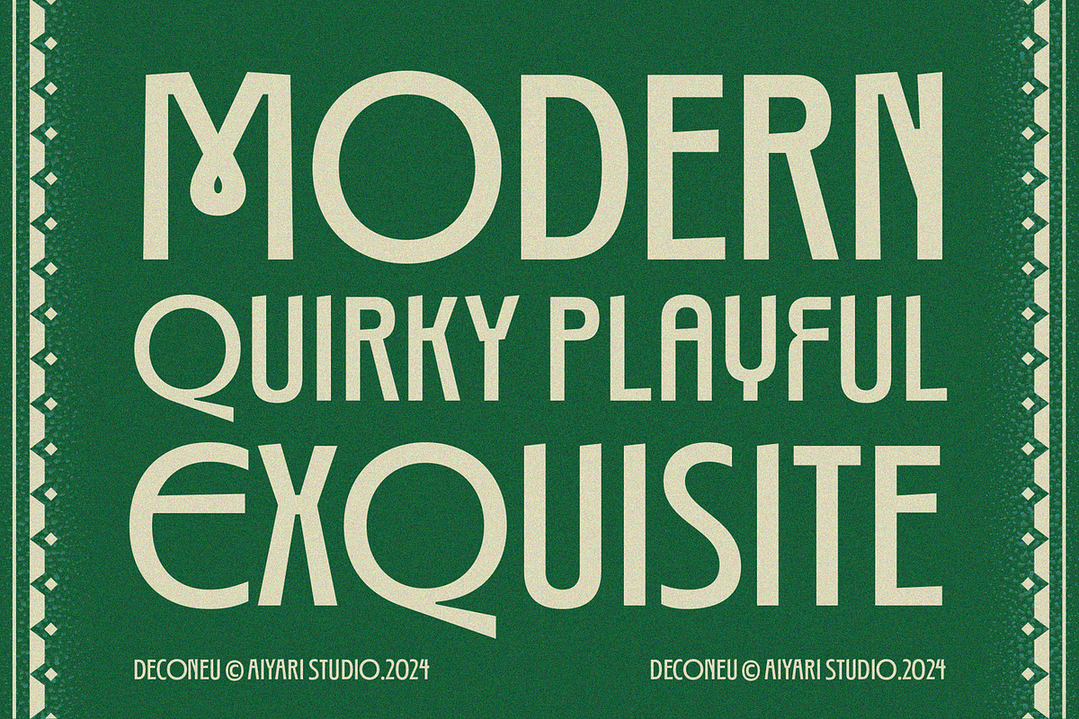 Deconeu Modern Art Deco Typeface, a Sans Serif Font by Aiyari (Photo 2 of 10)