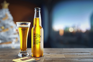 Beer bottle mockup.