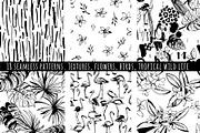 18 handdrawn tropical b&w patterns, a Decorative Illustration by VasilkovS (Thumbnail 2 of 4)