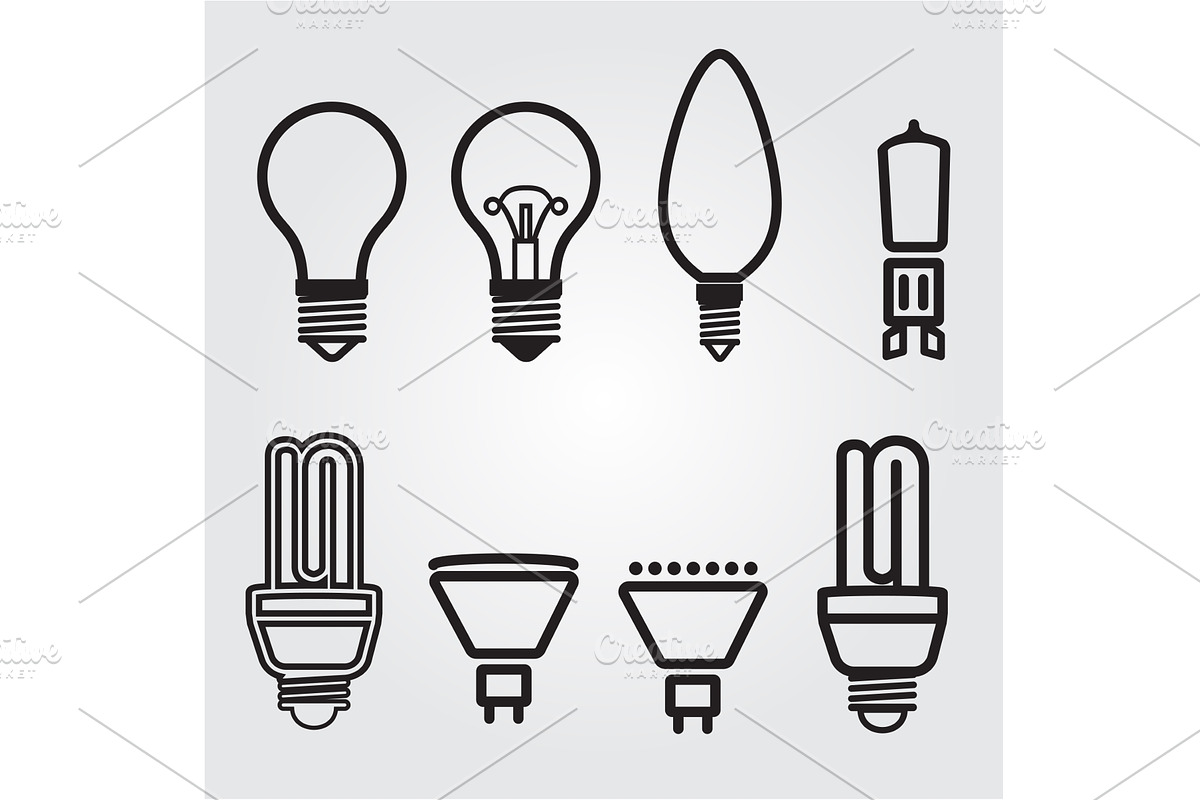 Light bulbs. Bulb icon set, a Technology Illustration by piter.goskov