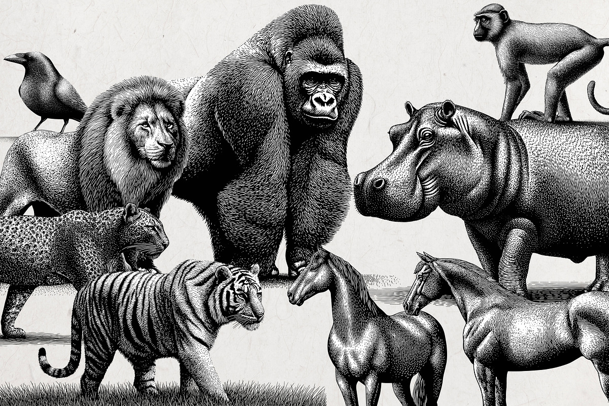 Wildlife Engraving Vector Pack, an Animal Illustration by Alternate Studio (Photo 3 of 6)