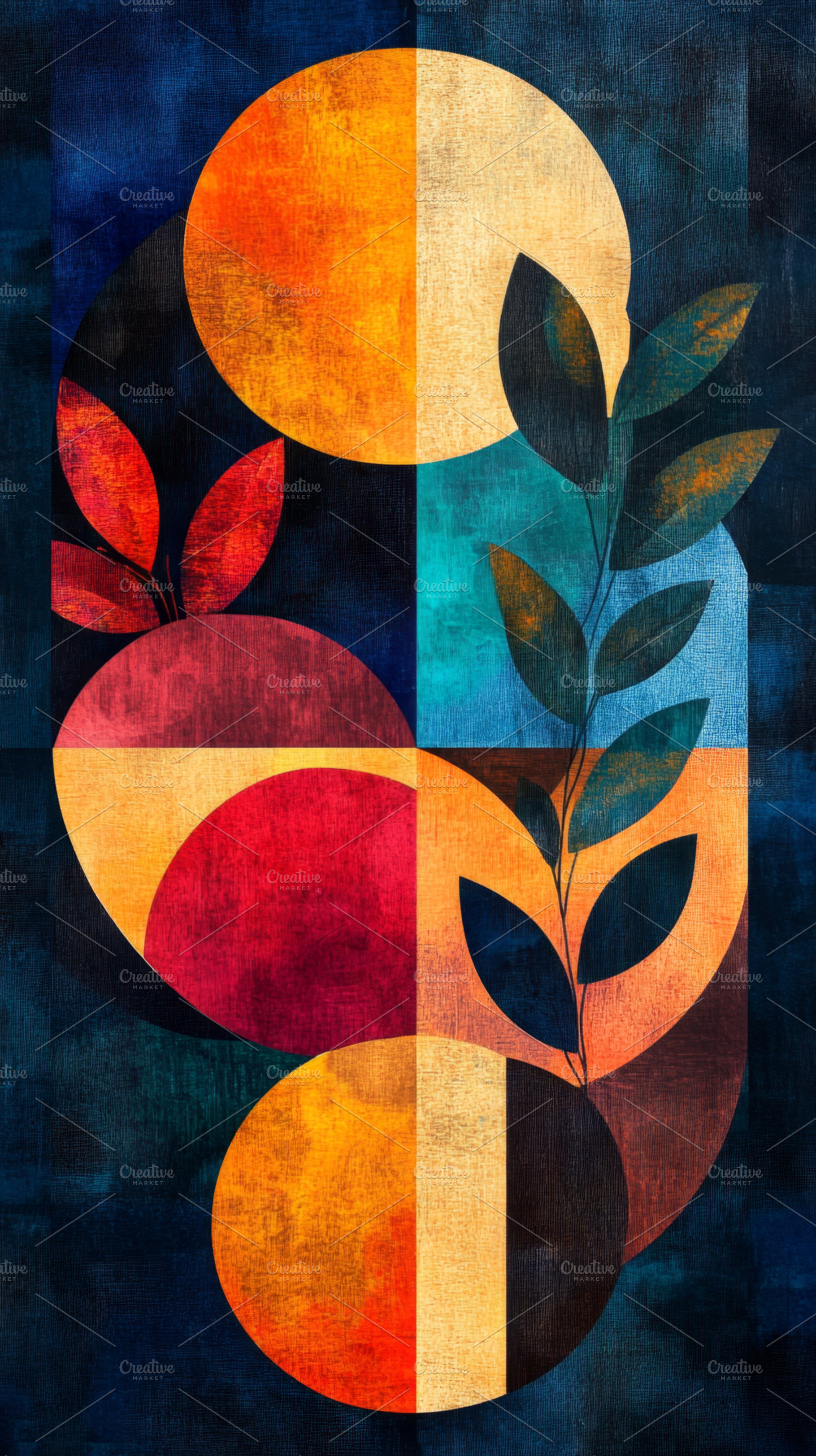 Abstract Nature-Inspired Geometric Artwork with Vibrant Colors, an Abstract Photo by Natalia Klenova's Shop