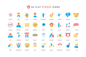 Stress bad mood symptoms icons, an Object Illustration by Lemberg Vector