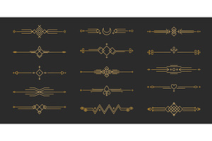 Golden art deco line dividers set, an Illustration by art PVP - market