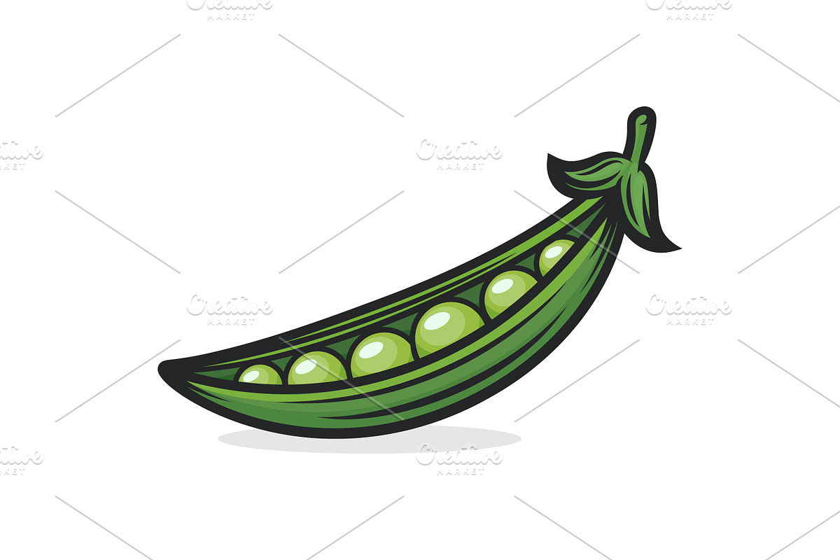 Green Peas and Pea Pods Vector Set, an Object Graphic by Gomolach (Photo 5 of 7)