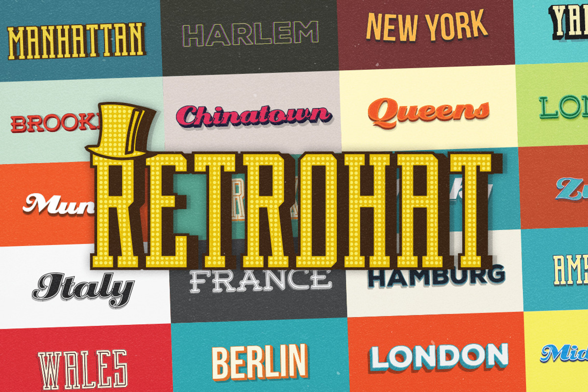 Retrohat™ Graphic Styles, a Layer Style Add-On by Layerform Design Co. (Photo 1 of 5)