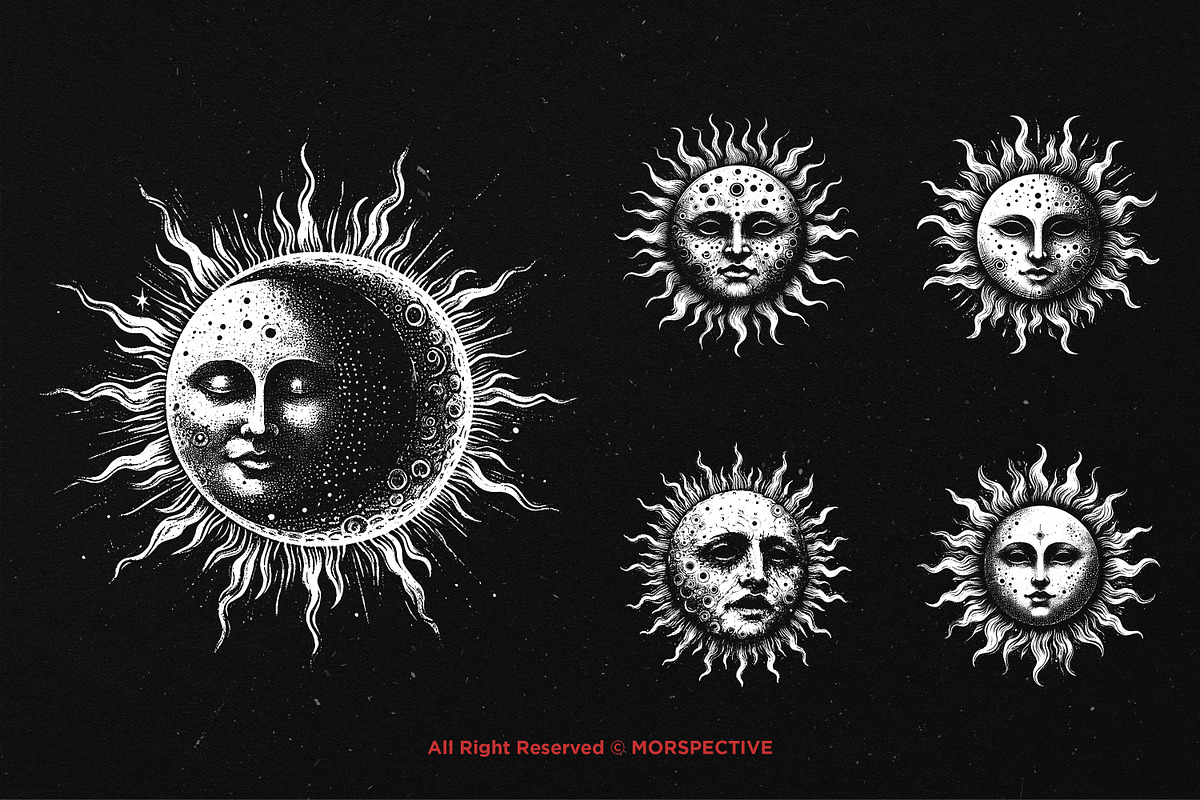 10 Bundle Dark Art Magical Sun Solar, an Illustration by Morspective (Photo 5 of 7)
