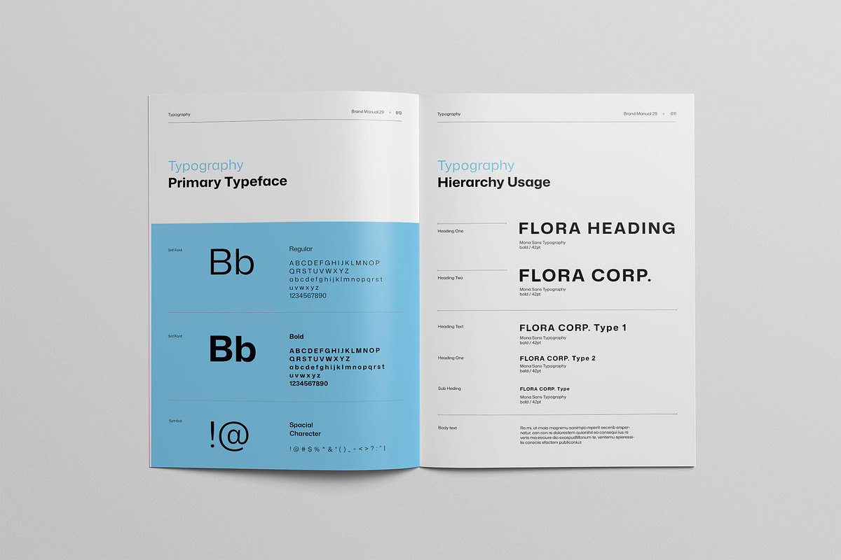 FLORA | Brand Guidelines Template, a Brochure Template by KreateTribe (Photo 2 of 9)
