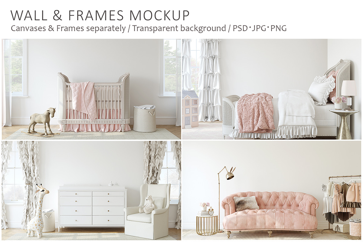 ROSIE'S NURSERY Wall&Frame Mockups, a Poster Template by MyHomeMockups (Photo 1 of 11)