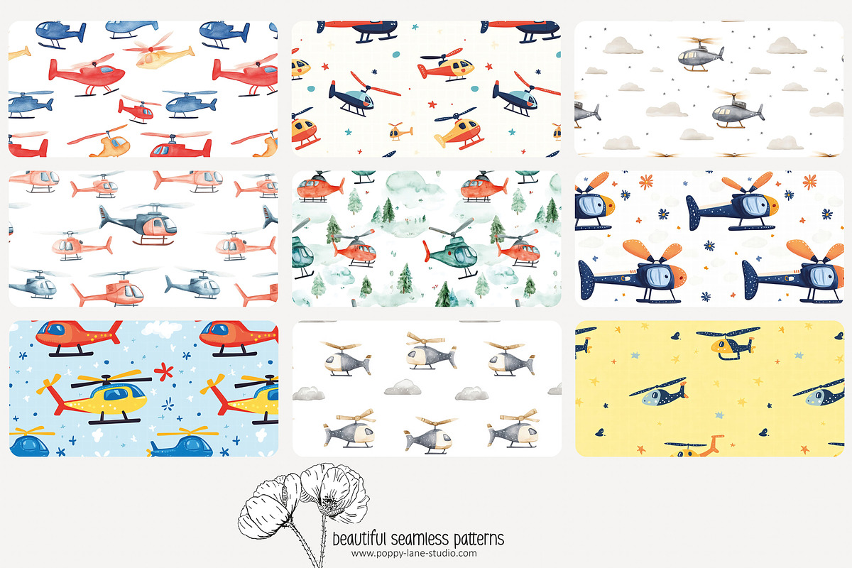 70 (kids) planes seamless pattern, a Pattern Graphic by Poppy Lane Studio (Photo 6 of 10)