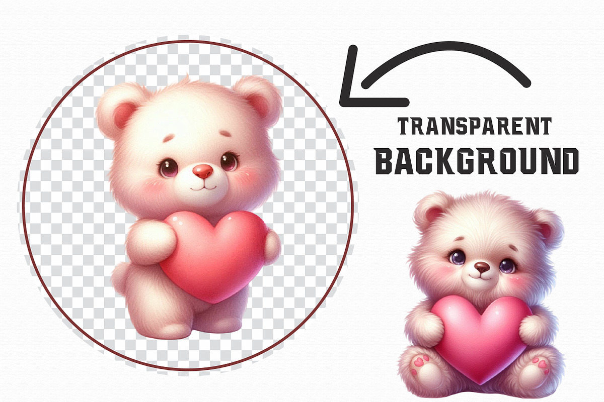 Cute Valentine Bear Holding Heart Cl, a Graphic by Libby Wishes (Photo 3 of 6)