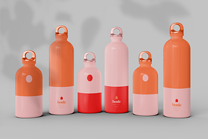 Different Size Metalic Bottle Mockup, a Household Mockup by Hubzway