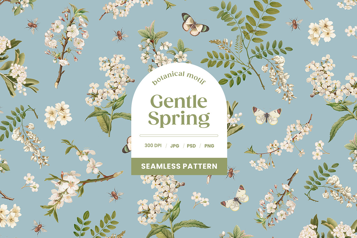Gentle Spring with White Flowers, a Pattern Graphic by Yello_illustration (Photo 1 of 16)