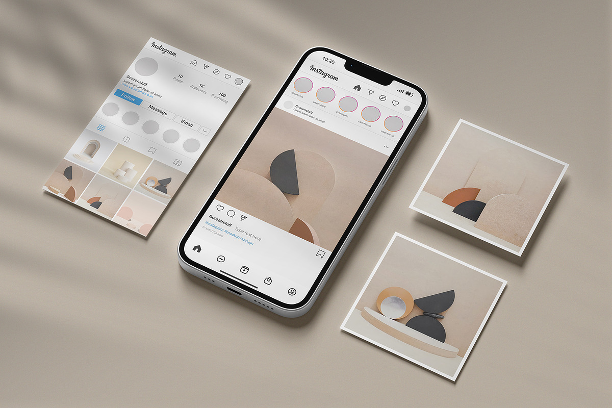 Instagram Post and Stories Mockup, a Device Mockup by graphicstuff.std (Photo 7 of 10)