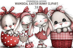 Whimsical Easter Bunny Clipart, an Illustration by designcity5