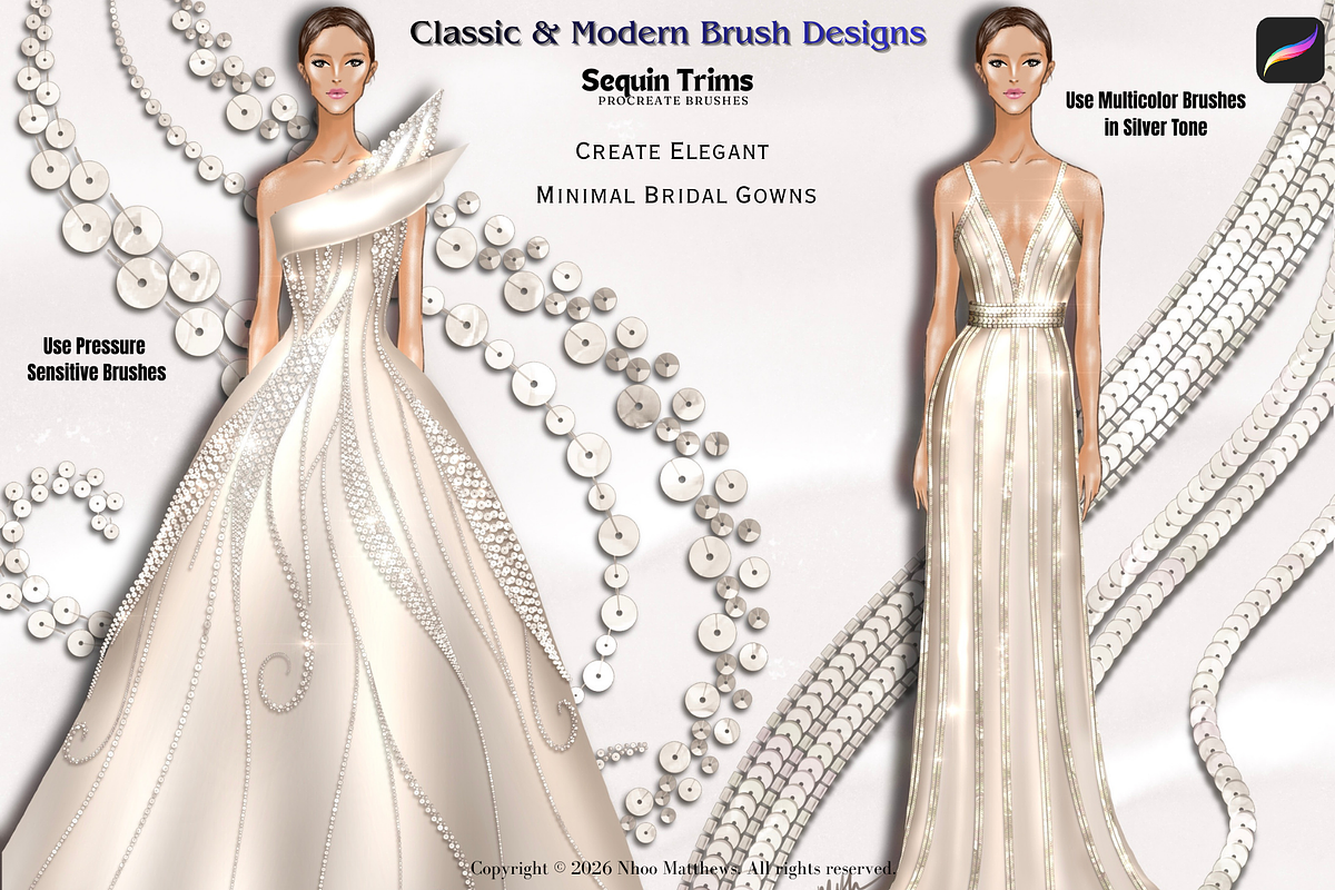 Procreate Sequin Trims Brushes, a Brush Add-On by Fashion Workshop Bkk (Photo 4 of 11)