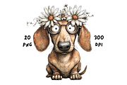 Whimsical Floral Dachshund, Cute Dog, an Animal Illustration by GiraffeCreative (Thumbnail 17 of 20)