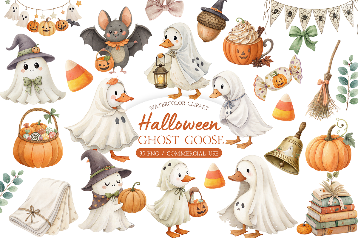 Halloween Goose Clipart, an Animal Illustration by MockupWizard (Photo 1 of 5)