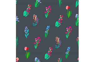 Seamless pattern with flowers, plant