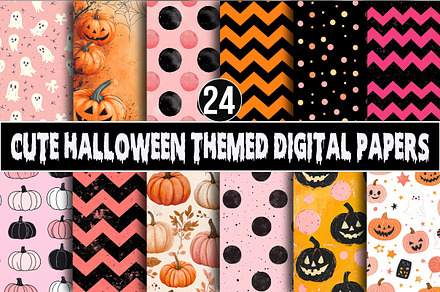 Cute Halloween Themed Digital Papers