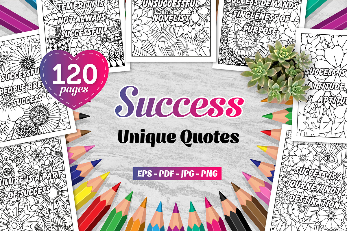 120 Success Quotes Vector Coloring, an Education Illustration by Blue ...