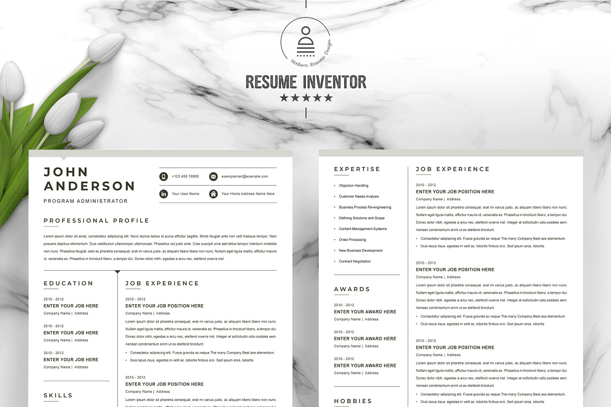 Clean & Modern Resume Template Word, a Resume Template by ResumeInventor