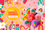 Secret garden. Cliparts and patterns, a Decorative Illustration by Oliana Moroz (Thumbnail 1 of 15)