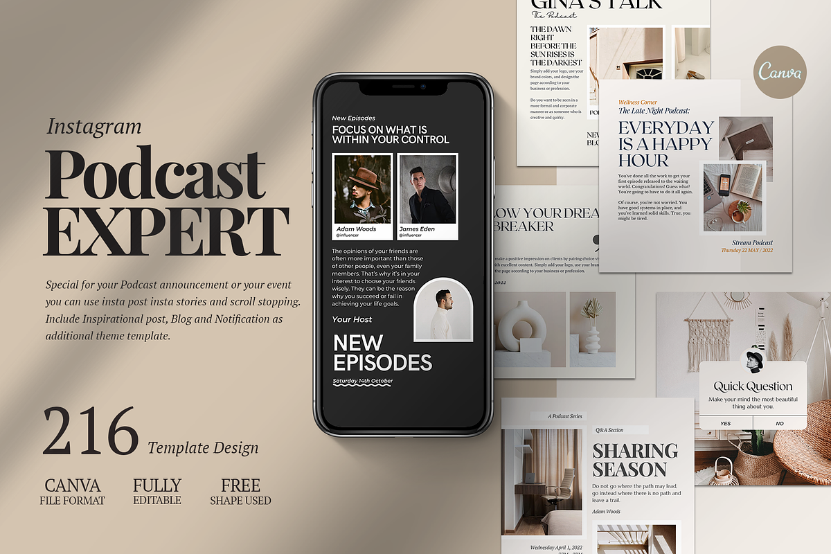 Instagram Podcast Expert CANVA, a Social Media Template by Analogi Studio (Photo 1 of 16)