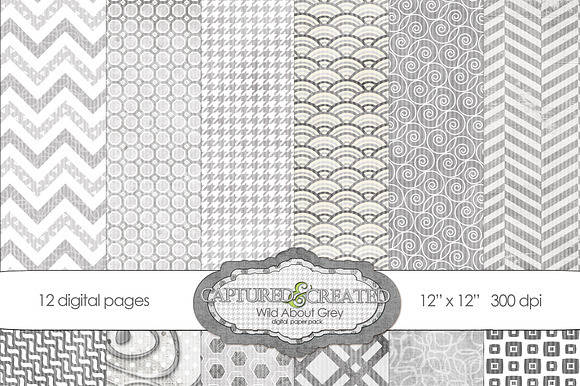 Wild About Grey Digital Paper Pack preview 5