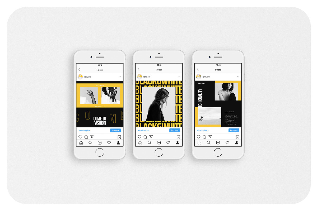 GREY Instagram Feed, a Social Media Template by Aprilea (Photo 3 of 7)
