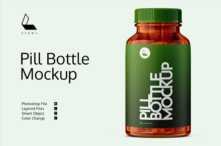 Pill Bottle Mockup Glass, a Packaging Mockup by Karma