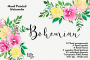 Watercolor Flower Clipart - Bohemian, an Illustration by Elly Studio (Thumbnail 1 of 7)