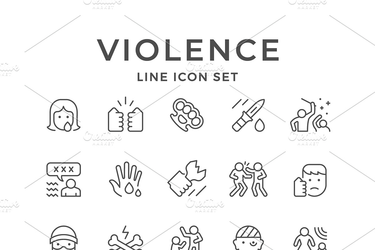 Set line icons of violence, an Outline Icon by motorama (Photo 1 of 2)