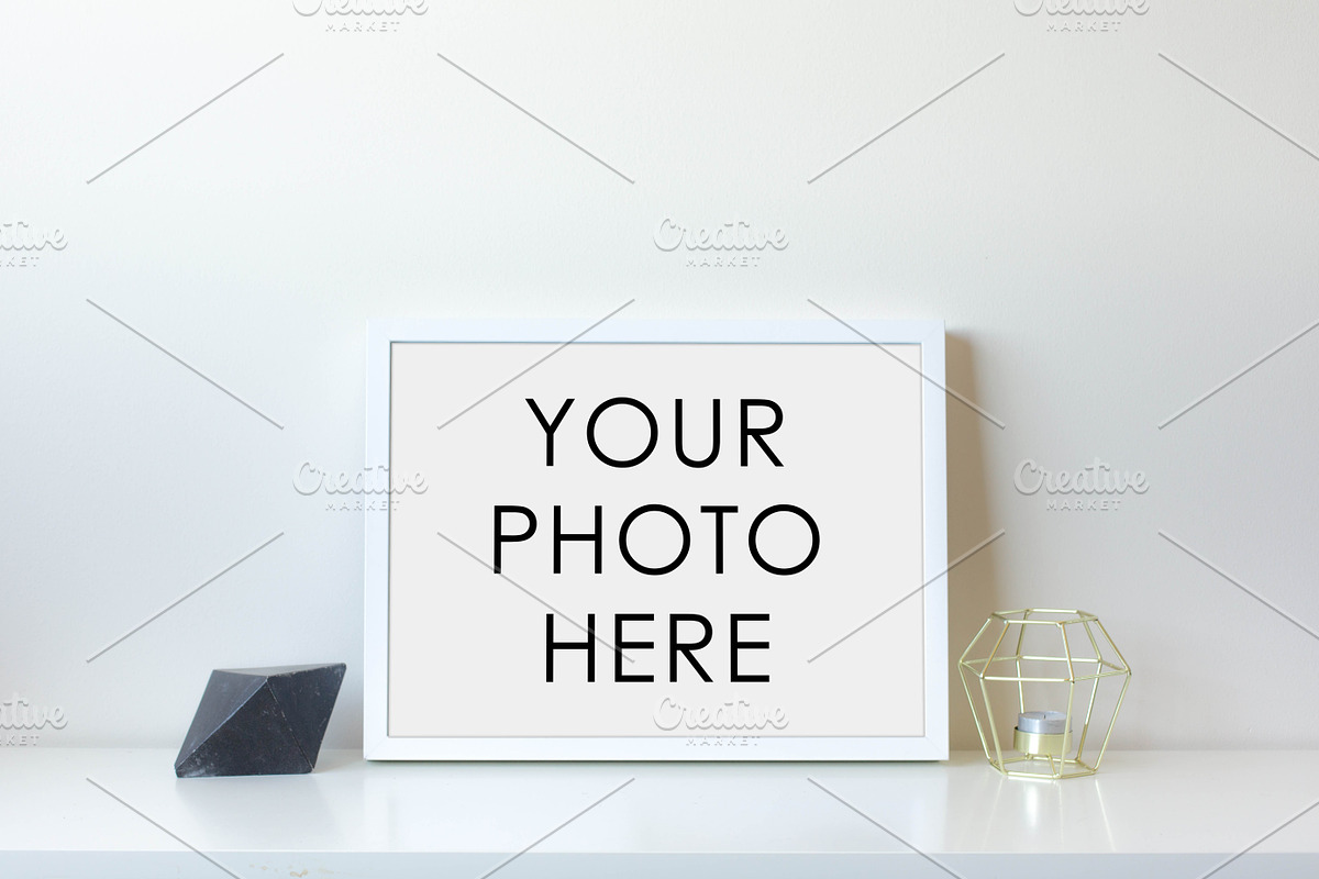 White Frame With Gem & Candle Cage, a Print Template by F R A M E D // SUPPLY CO.